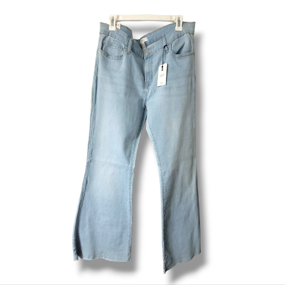 F21 Low Rise Flare Wide Leg Light Blue Jeans, 33